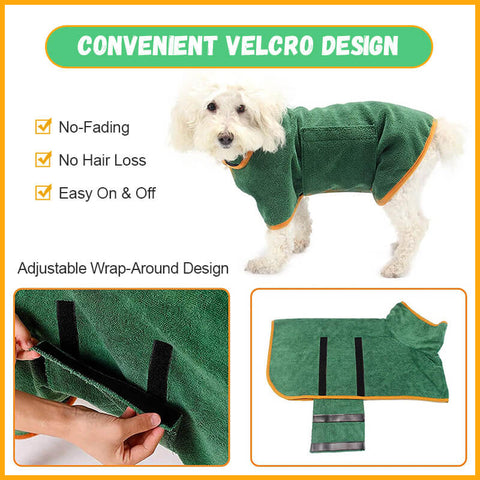 Dog Bathrobe Drying Coat Absorbent Towel